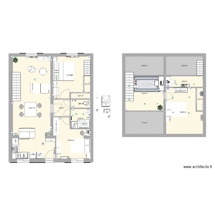 maison francis v14. Plan de 16 pièces et 117 m2