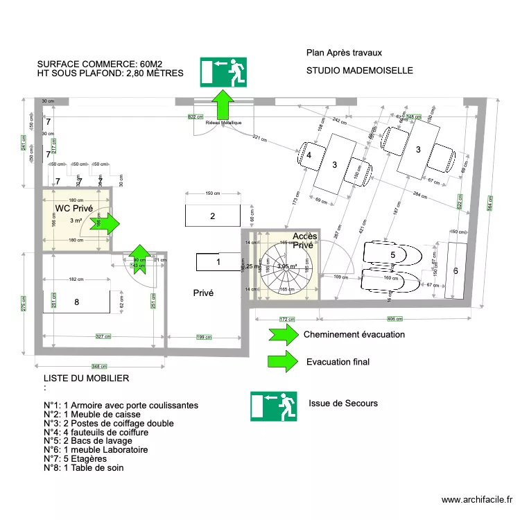 plan salon suite rdv. Plan de 