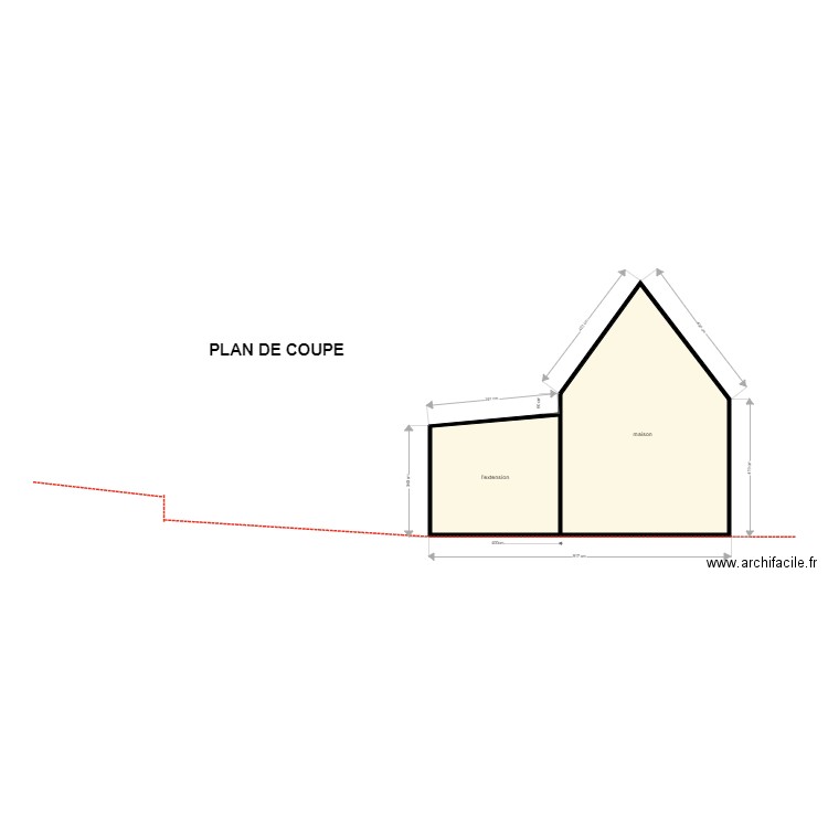 plan de coupe. Plan de 0 pièce et 0 m2