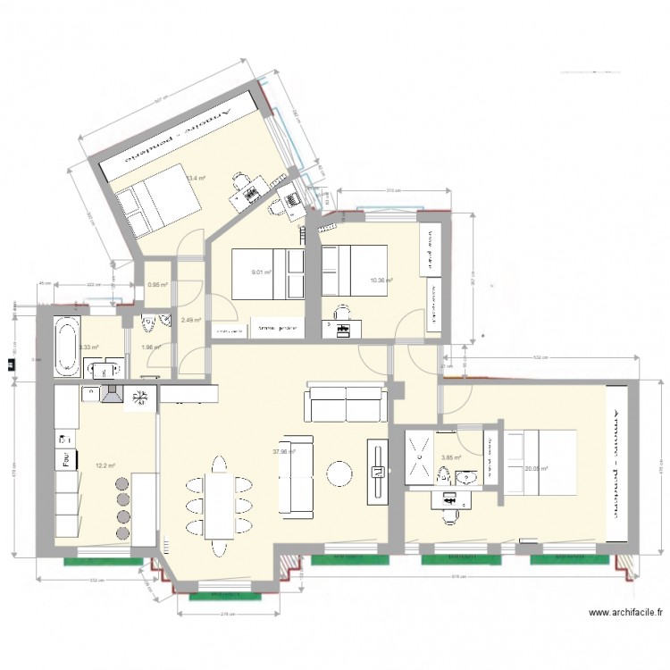 base cotée Jaures projet 1. Plan de 0 pièce et 0 m2