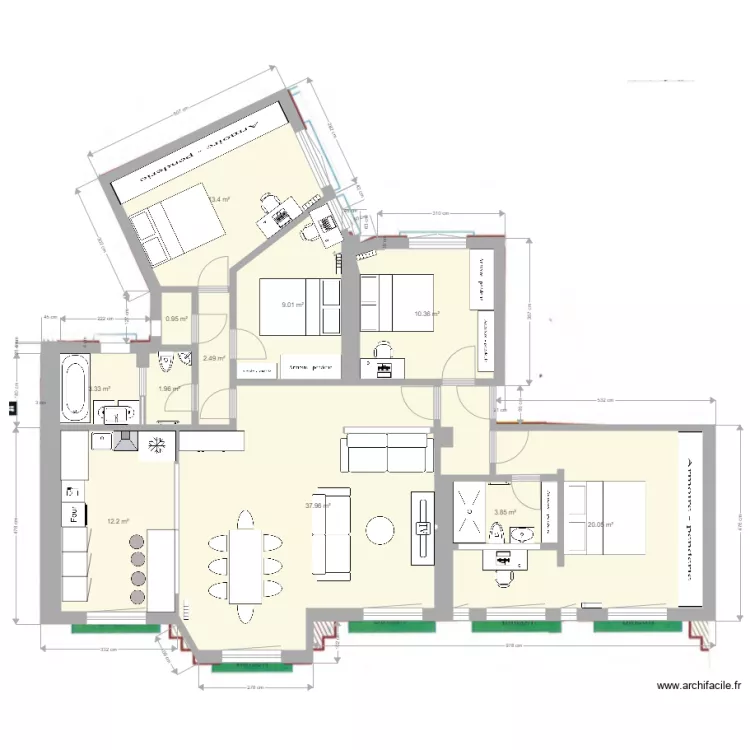 base cot&eacute;e Jaures projet 1. Plan de 