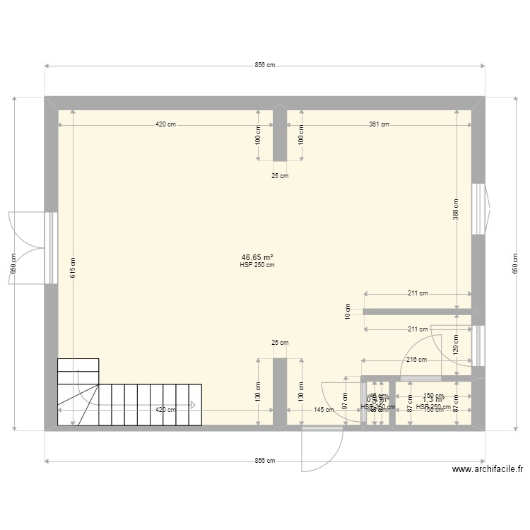 chevbign. Plan de 3 pièces et 48 m2