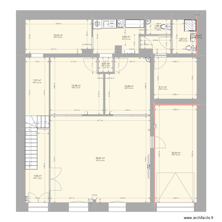 Centre V02 sdb2. Plan de 13 pièces et 131 m2