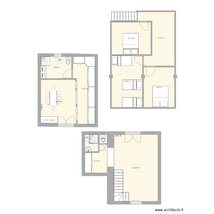 gite2. Plan de 11 pièces et 102 m2