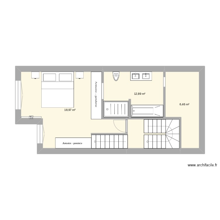 2 andar 2. Plan de 3 pièces et 38 m2