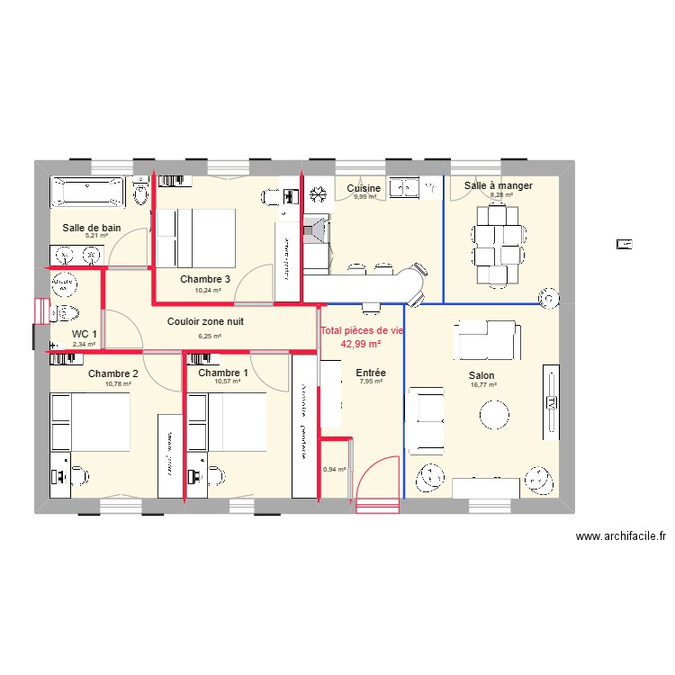 Zeb4. Plan de 11 pièces et 89 m2