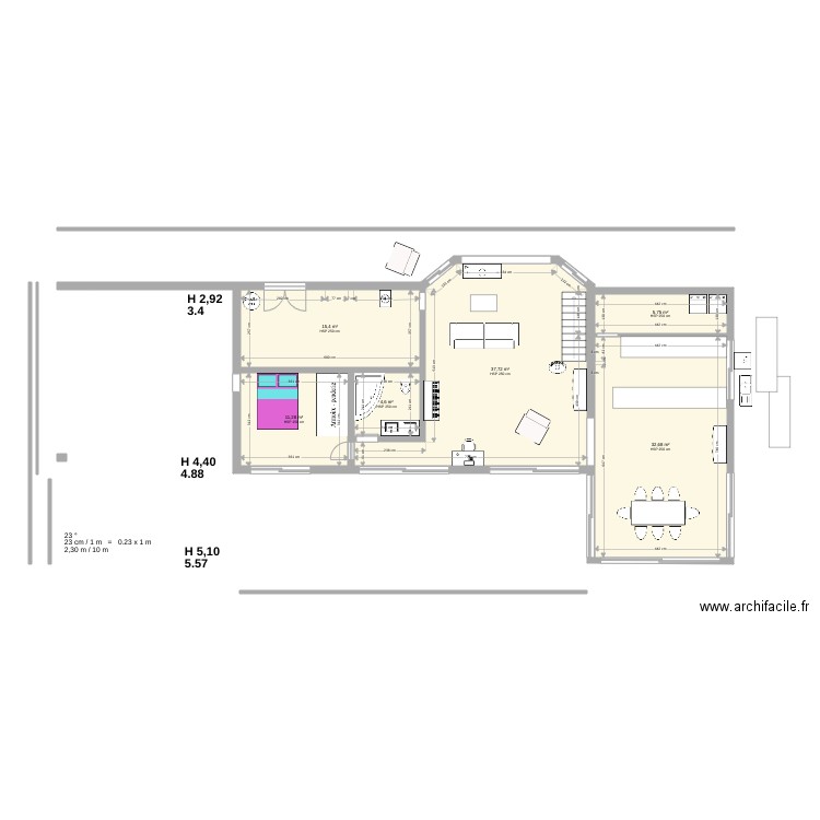 Maouris nord sud 5 façades sud inversement 3. Plan de 10 pièces et 133 m2