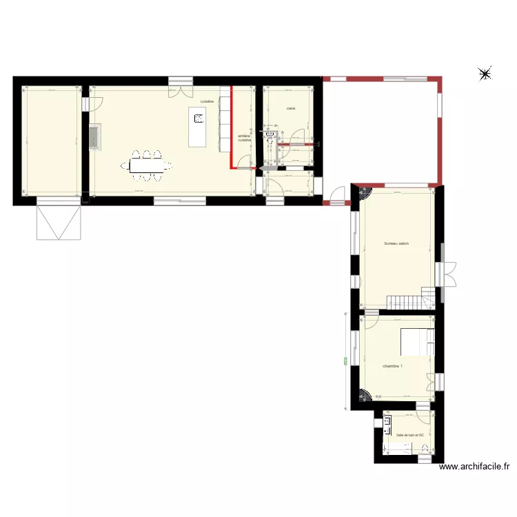  plan maison Grand bois Allard  RDC version 2. Plan de 