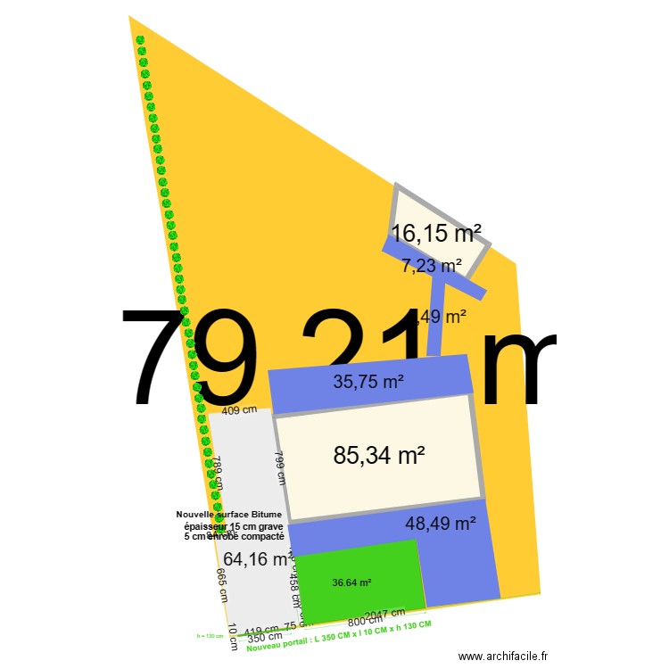 plan pour mairie gaillon espace de pleine terre. Plan de 2 pièces et 102 m2