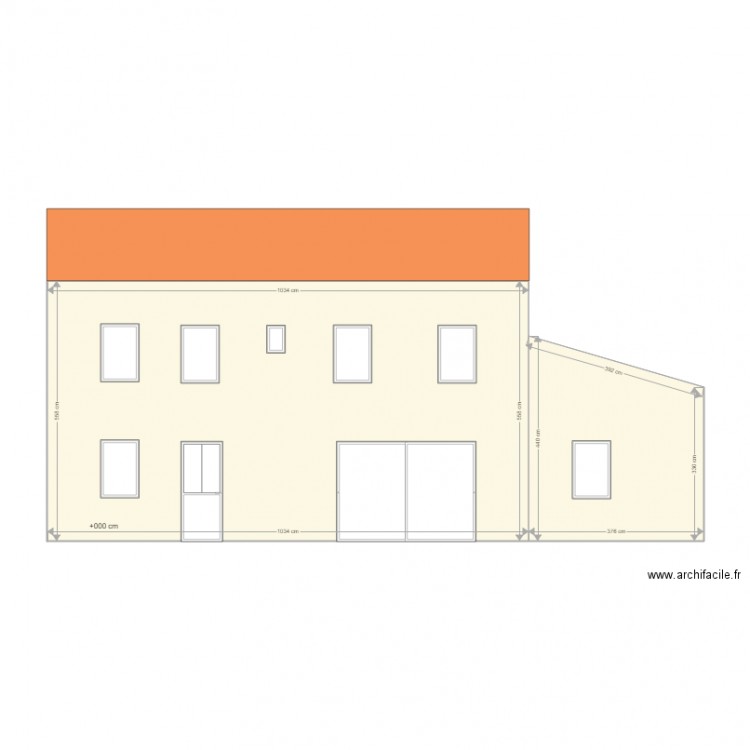 plan maison facade sud. Plan de 0 pièce et 0 m2