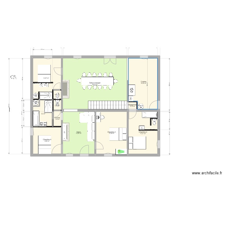 idée Changement sdb. Plan de 18 pièces et 272 m2