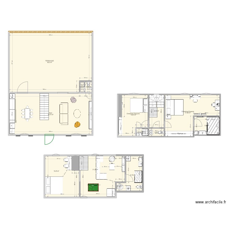 Maison Deauville Palier 1er étage. Plan de 13 pièces et 199 m2