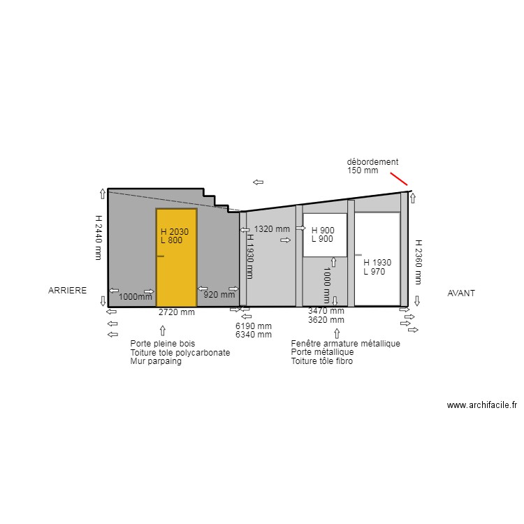 DP4 COTE GAUCHE ACTUEL. Plan de 2 pièces et 14 m2