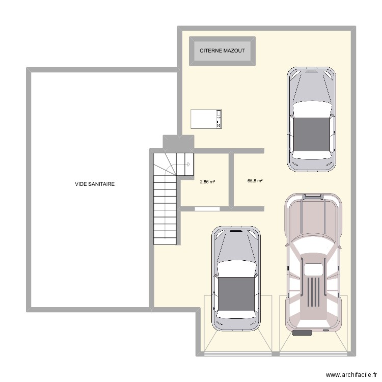 familleureux SOUS SOL. Plan de 5 pièces et 110 m2