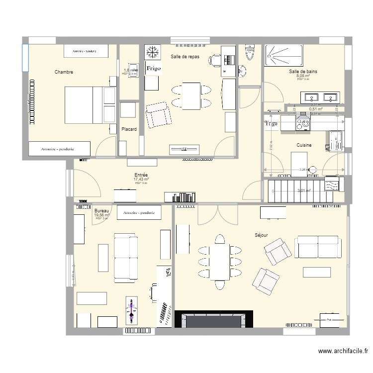 plan meublé. Plan de 0 pièce et 0 m2