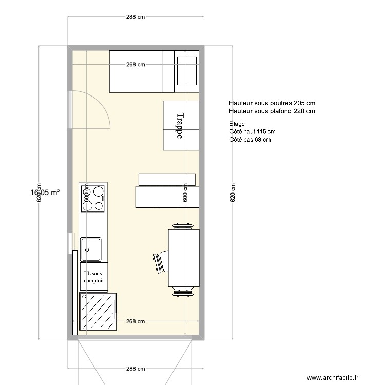 Garage Conquereuil. Plan de 1 pièce et 16 m2