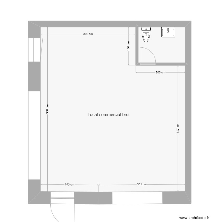 Rolle surface commerciale. Plan de 2 pièces et 41 m2