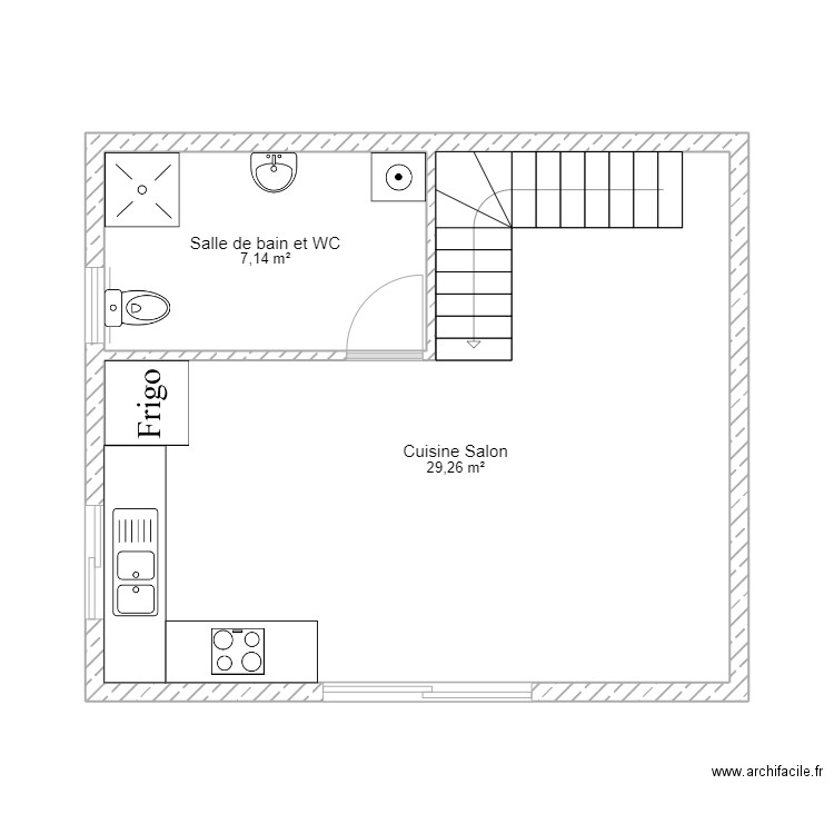 plan 1. Plan de 2 pièces et 36 m2