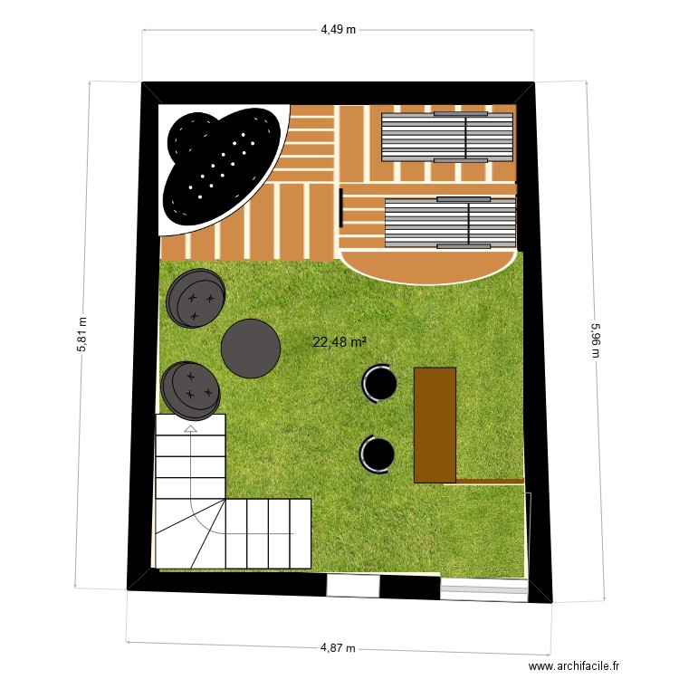 soleymieu. Plan de 1 pièce et 22 m2