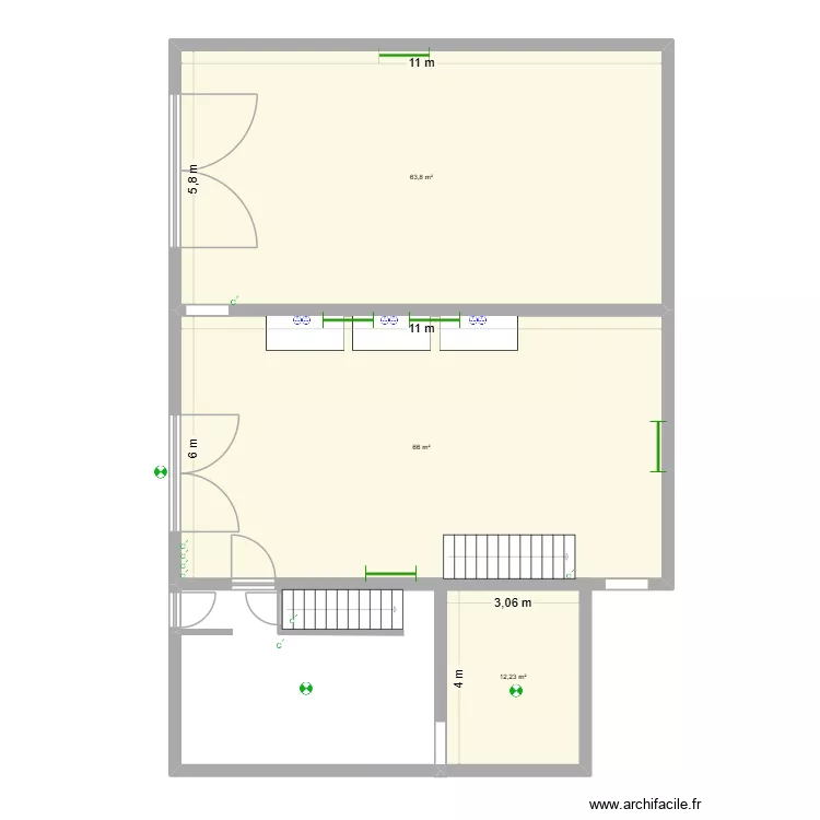 Le Coin. Plan de 3  et 142 m²