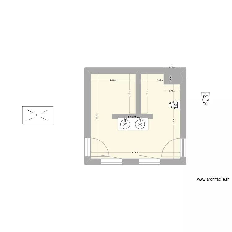 salle de bain. Plan de 1 et 15 m² salle de bain. Plan de 1 et 15 m²
