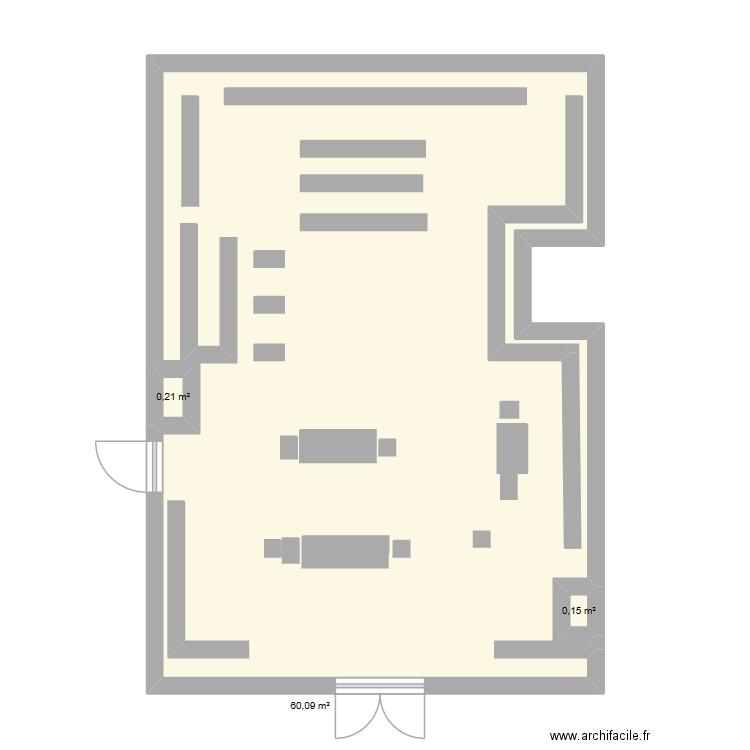 Nocibé. Plan de 3 pièces et 60 m2