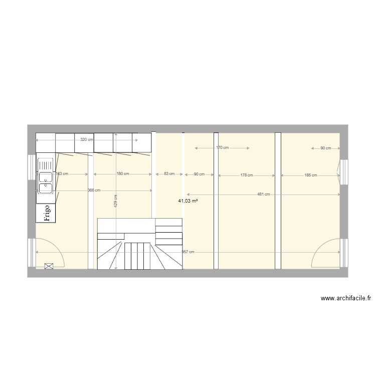 MuretBarry0EEscalier. Plan de 1 pièce et 41 m2