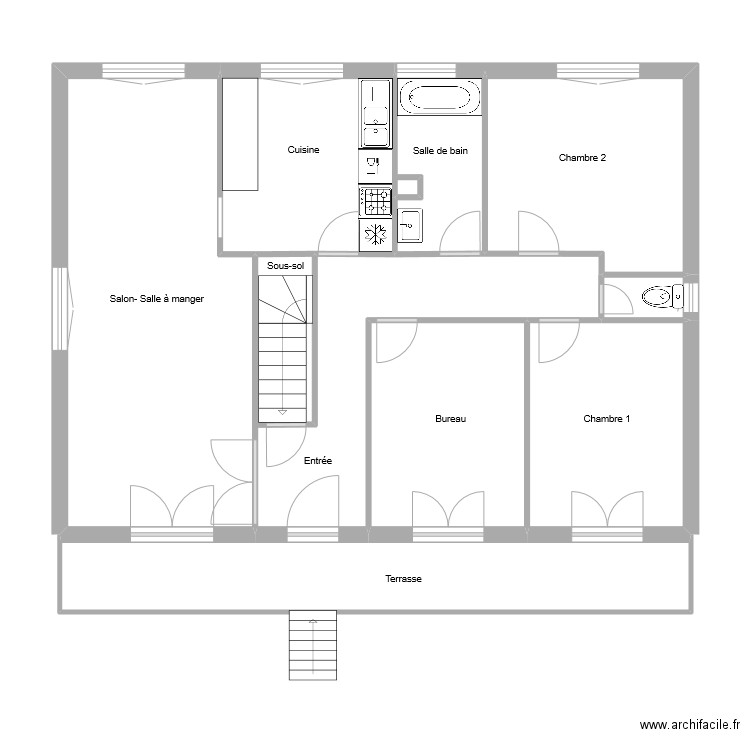 Justine d.B plan actuel RDC. Plan de 9 pièces et 88 m2