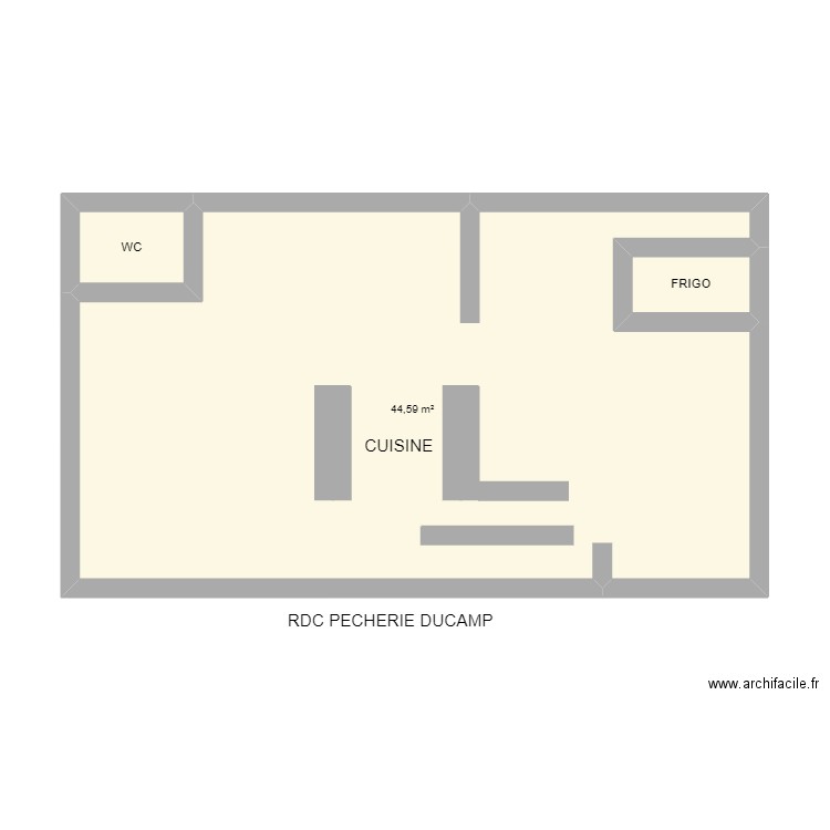 PECHERIE DUCAMP RDC. Plan de 3 pièces et 48 m2