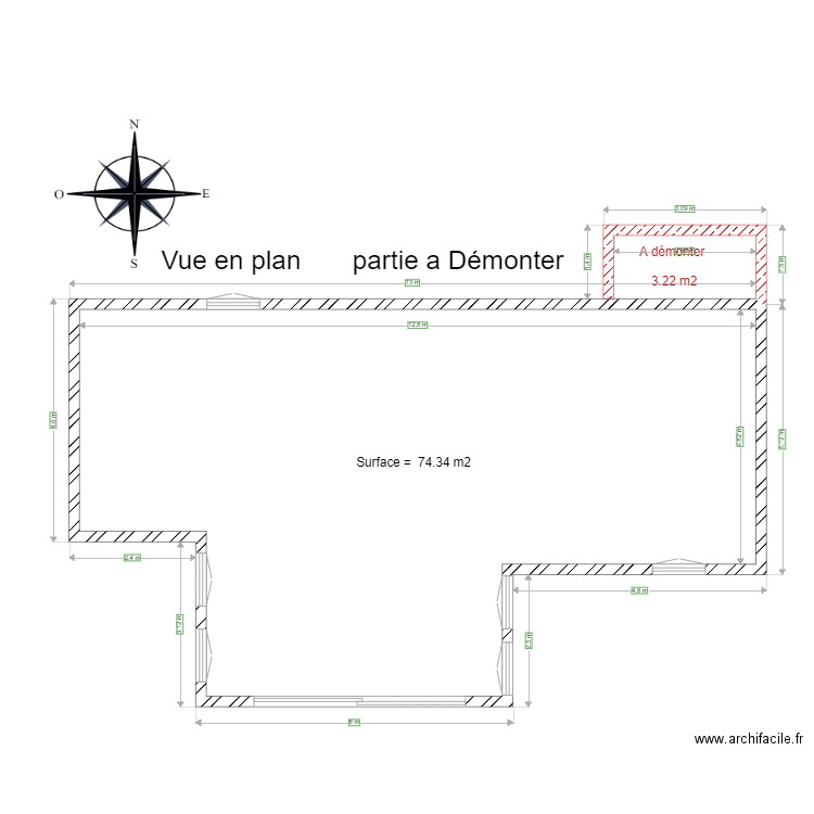 partie a démonter 2. Plan de 1 pièce et 74 m2