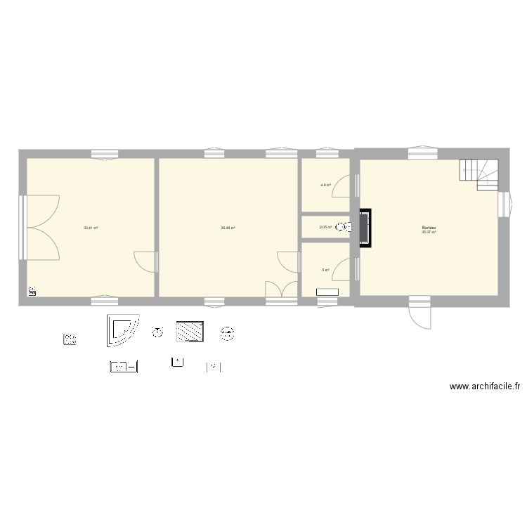 RdC Petit Buisson avant renov. Plan de 0 pièce et 0 m2