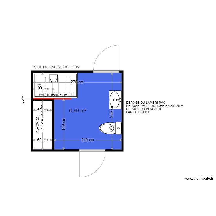 PEYRONNET MARIE THERESE . Plan de 1 pièce et 6 m2