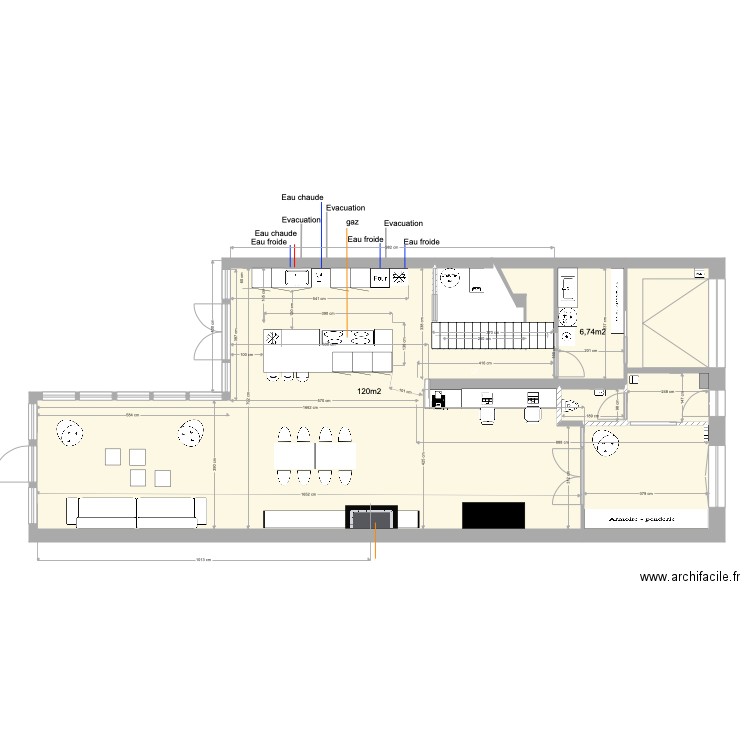 107version 2 plan rdc agencement eau gaz cuisine version 3. Plan de 0 pièce et 0 m2