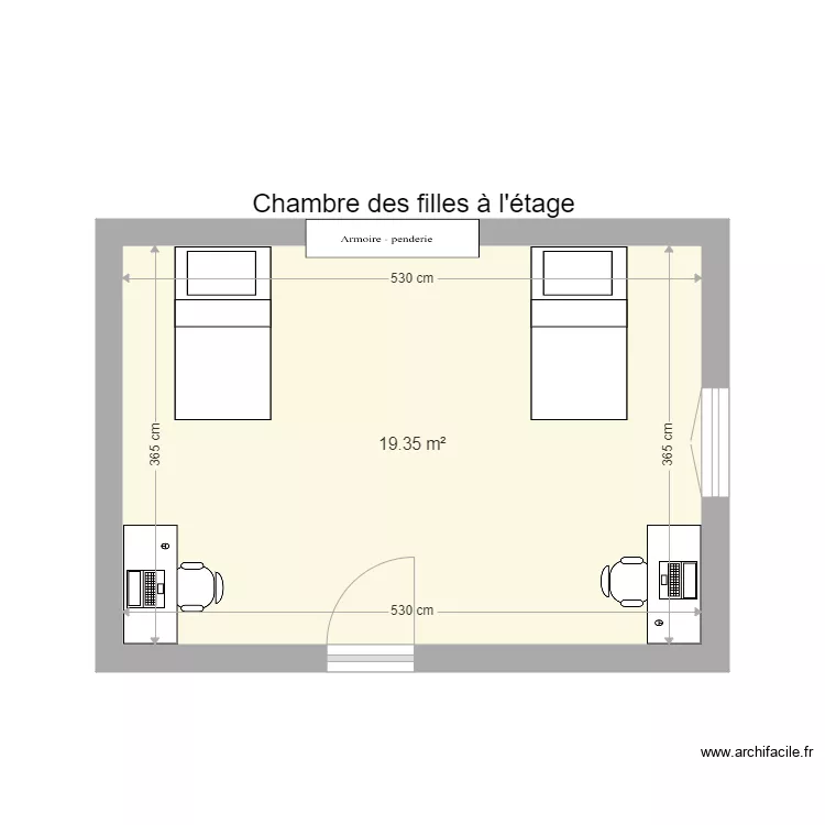 Maison Teddy Chambre filles. Plan de 