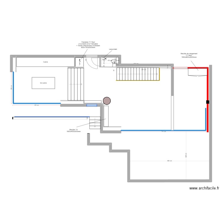 Roc Mer  -  R+1 - Lot  Aménagement. Plan de 1 pièce et 2 m2