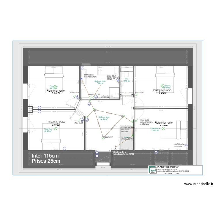 ELEC ETAGE définitif. Plan de 0 pièce et 0 m2