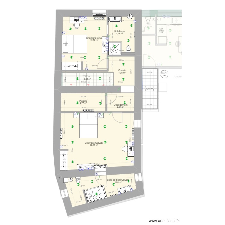 Echalas V2. Plan de 16 pièces et 216 m2