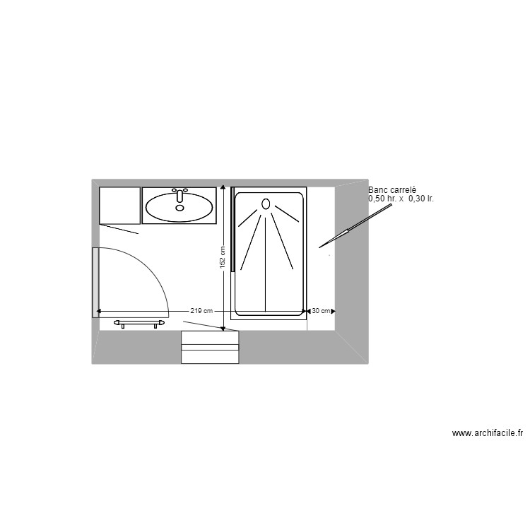 SDB 1 Mittainville version C. Plan de 1 pièce et 4 m2