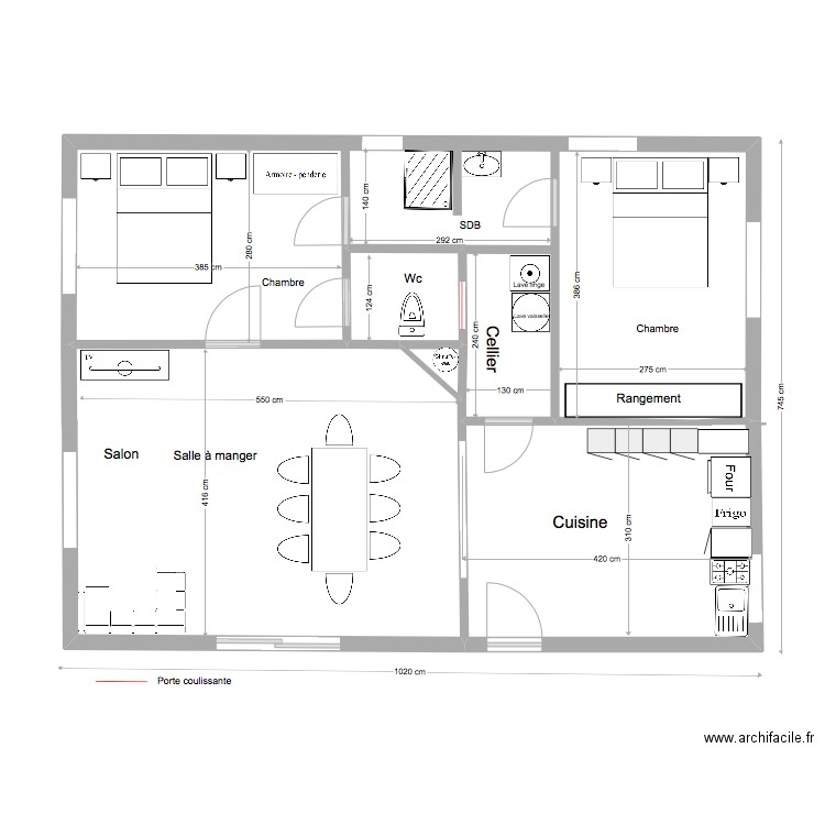 Plan 5. Plan de 4 pièces et 44 m2