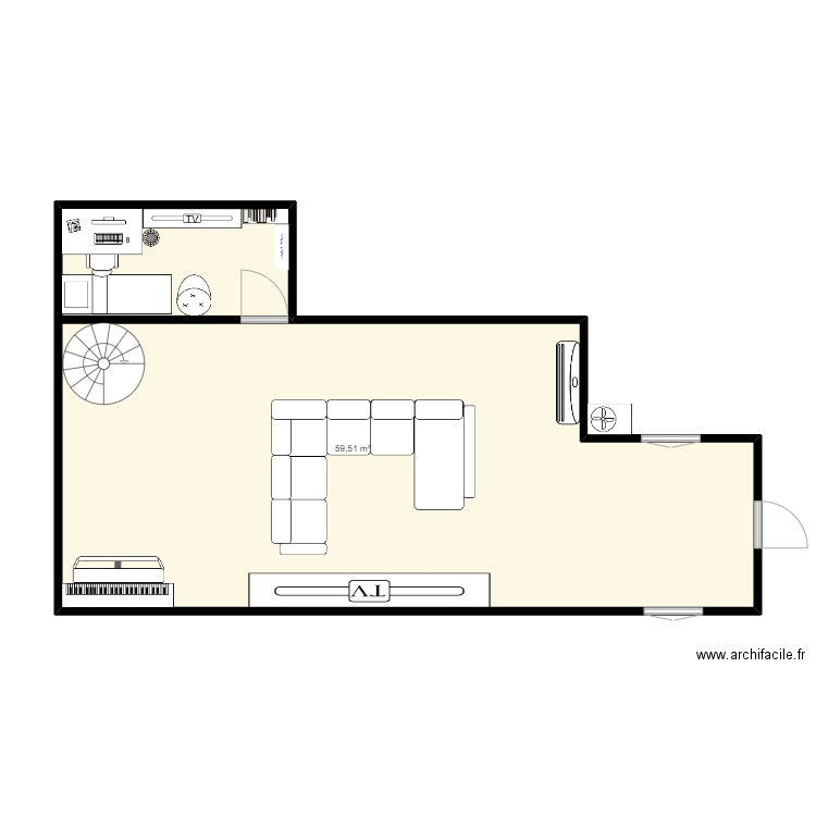 Futur Maison. Plan de 1 pièce et 60 m2