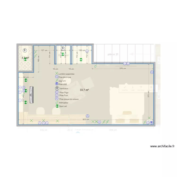 14&egrave;me escalier. Plan de 