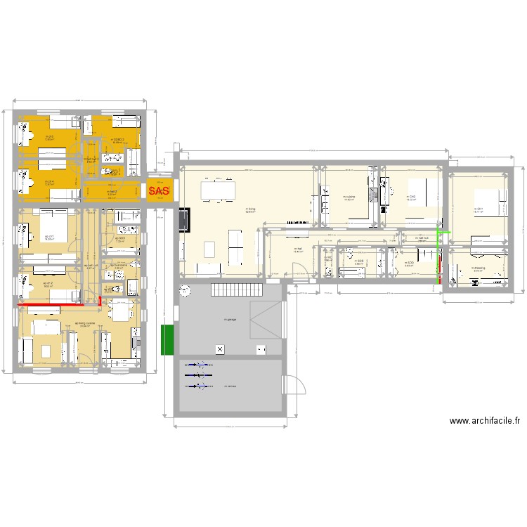  maisons et appart 2 chambres. Plan de 0 pièce et 0 m2