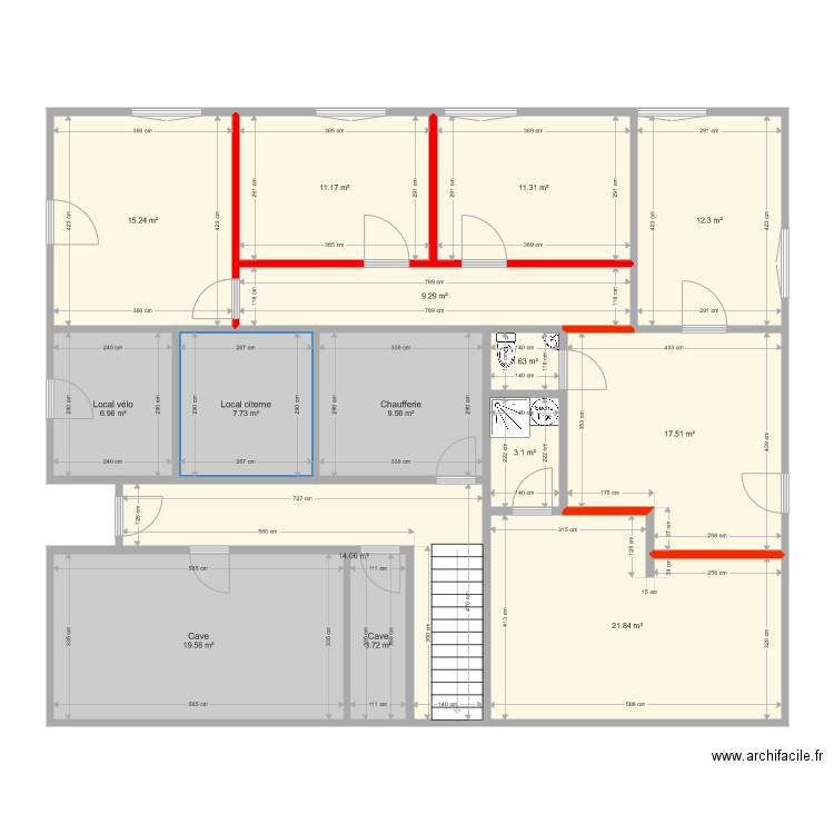 Rez 2log murs à enlever variante. Plan de 0 pièce et 0 m2