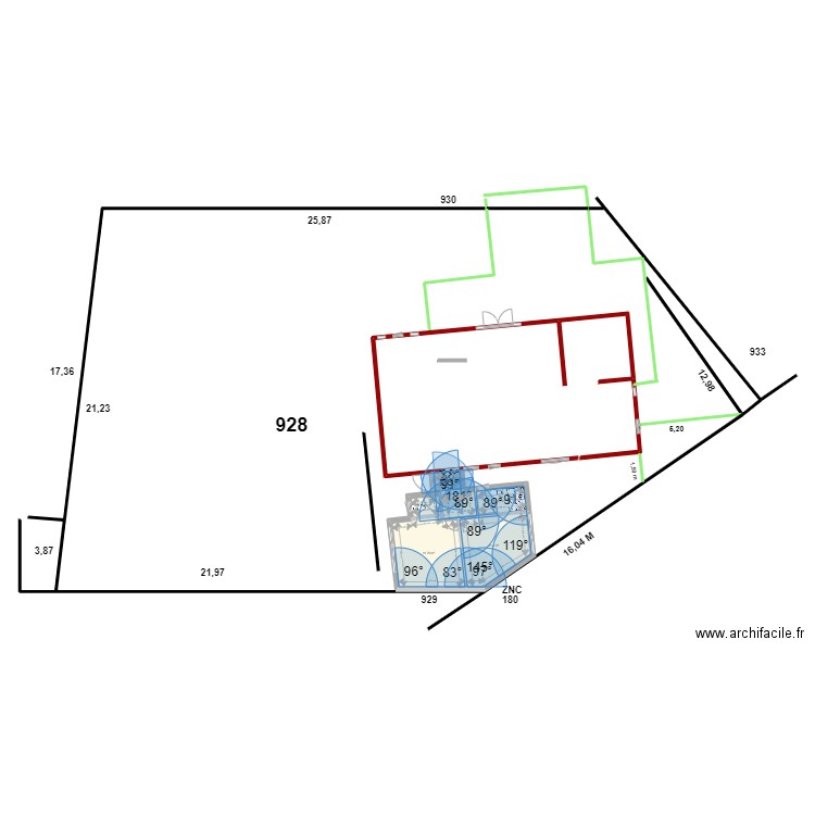 Plan New 2 Ch V4 en cours. Plan de 6 pièces et 30 m2