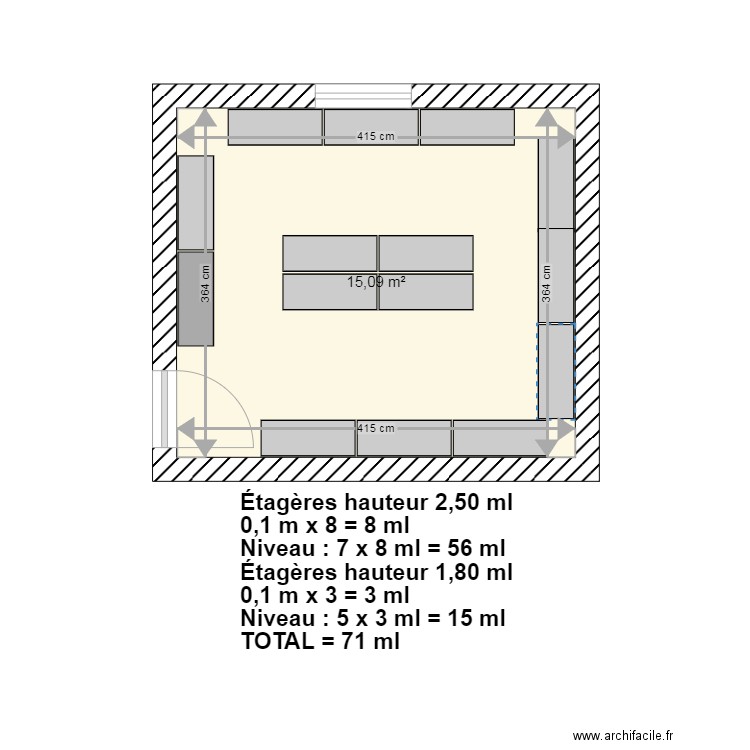 CAVE ARCHIVES Option 1 îlot. Plan de 1 pièce et 15 m2