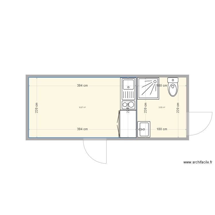 BungalowCMB. Plan de 2 pièces et 13 m2