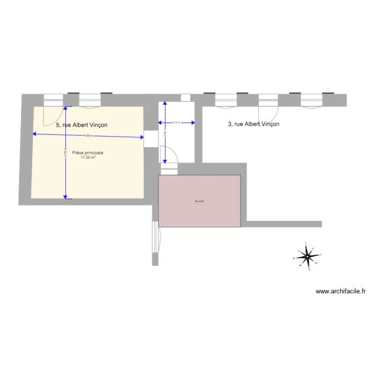 Existant avant travaux. Plan de 