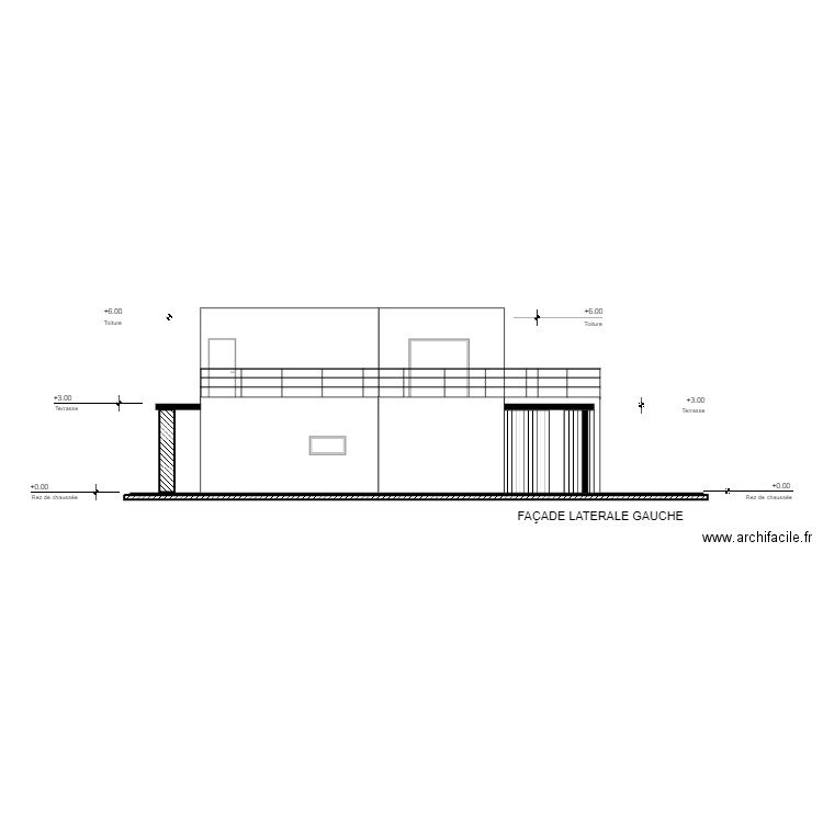 plan de façade gauche. Plan de 0 pièce et 0 m2