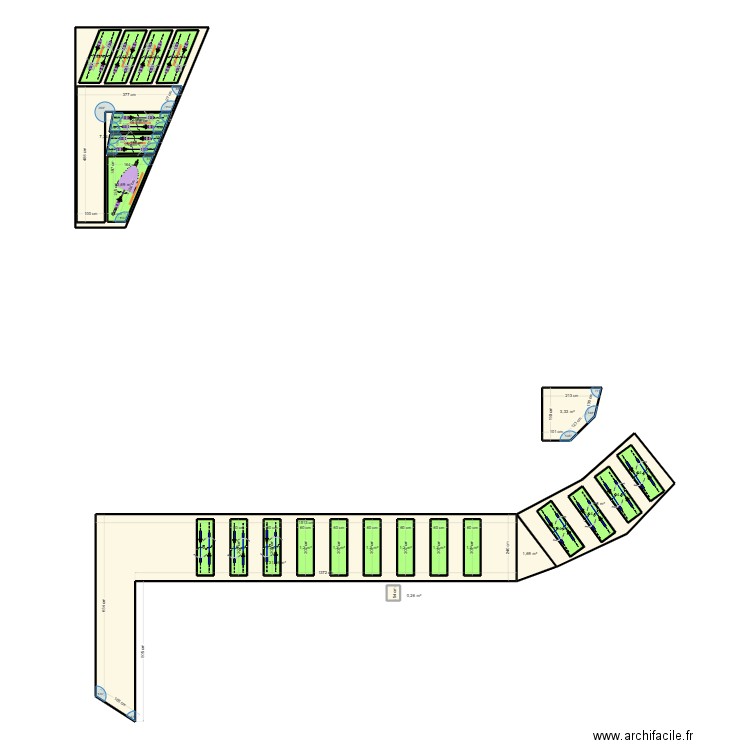 Dale béton . Plan de 27 pièces et 118 m2