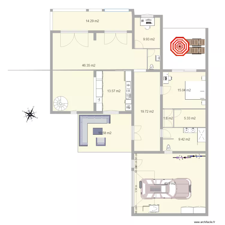 Maison JACKY &eacute;tude 1 bis. Plan de 